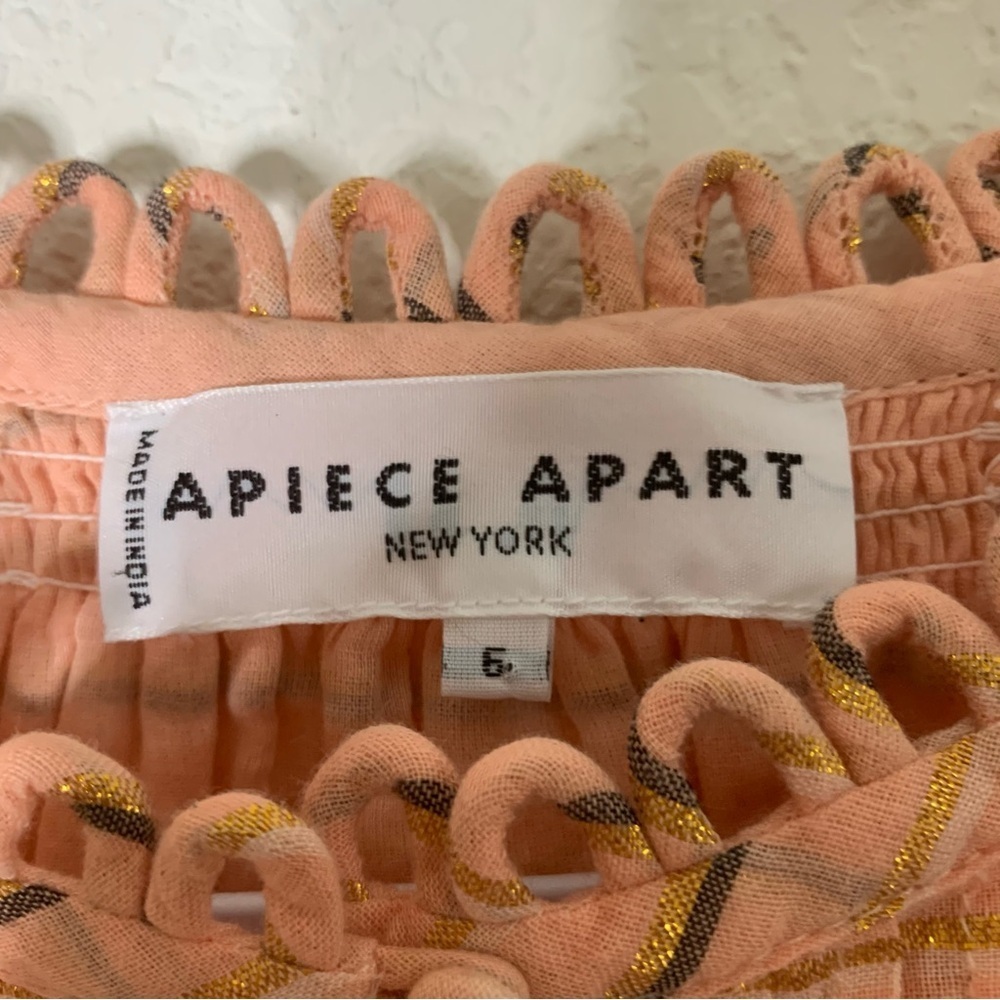 Apiece apart Womens Cala bib orange cotton Long sleeve blouse 6 - Picture 6 of 8
